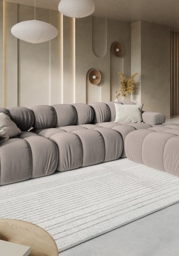 MICADONI Bellis Modul sofa, 3 seter - beige flyel og sort plast