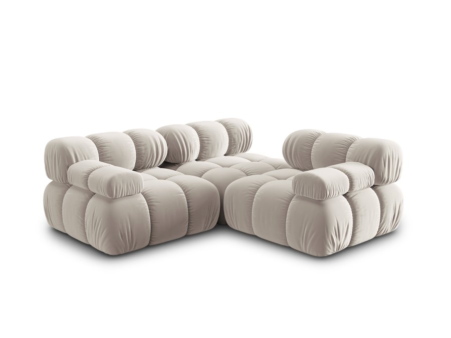 MICADONI Bellis Modul sofa, 3 seter - beige flyel og sort plast