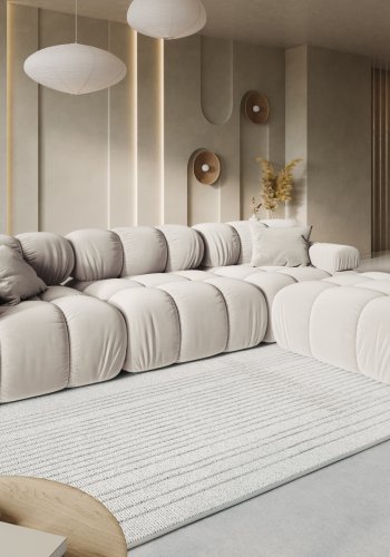 MICADONI Bellis Modul sofa, 3 seter - beige flyel og sort plast