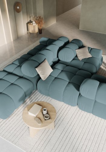 MICADONI Bellis Modul sofa, hyre, 4 seter - bl flyel og sort plast