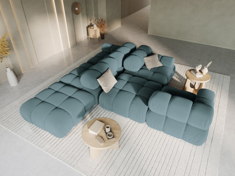 MICADONI Bellis Modul sofa, hyre, 4 seter - bl flyel og sort plast