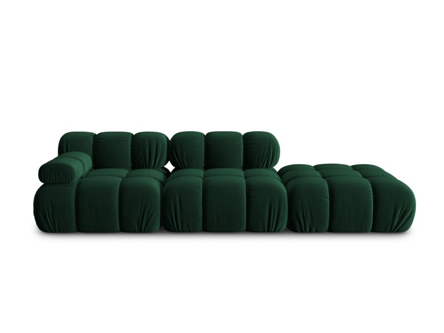 MICADONI Bellis Modulares Sofa, rechts, 4 Sitze - grüner Samt und schwarzer Kunststoff