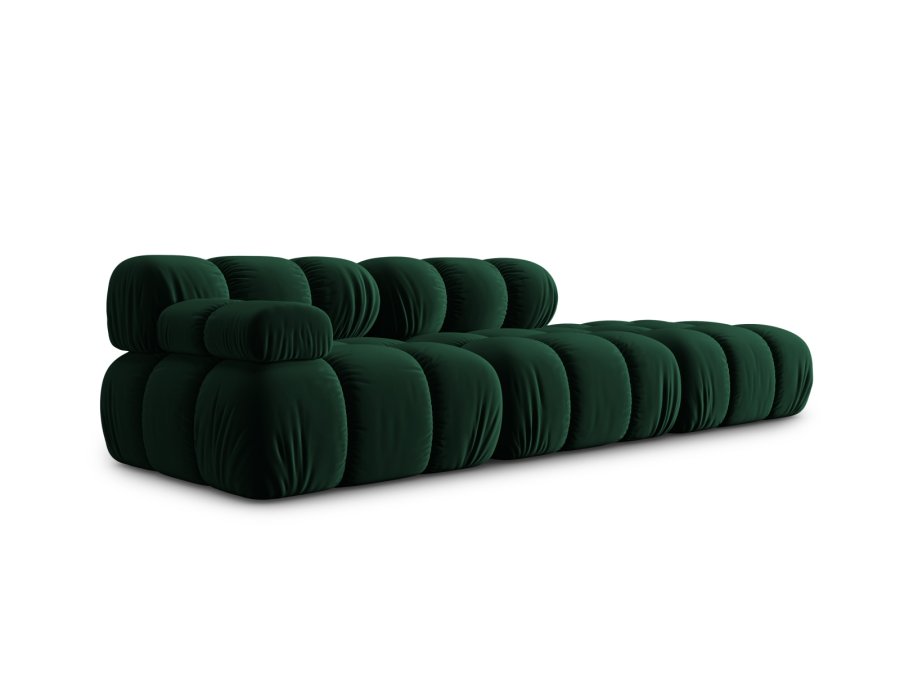 MICADONI Bellis Modulares Sofa, rechts, 4 Sitze - grüner Samt und schwarzer Kunststoff