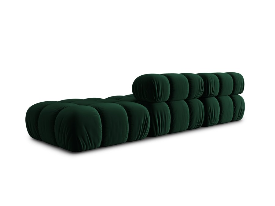 MICADONI Bellis Modulares Sofa, rechts, 4 Sitze - grüner Samt und schwarzer Kunststoff