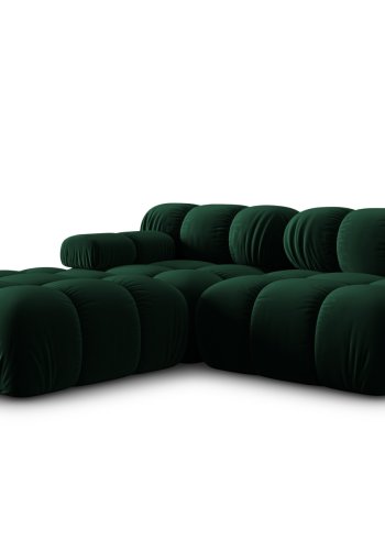 MICADONI Bellis Modulares Sofa, rechts, 4 Sitze - grüner Samt und schwarzer Kunststoff