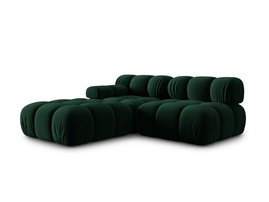 MICADONI Bellis Modulares Sofa, rechts, 4 Sitze - grüner Samt und schwarzer Kunststoff