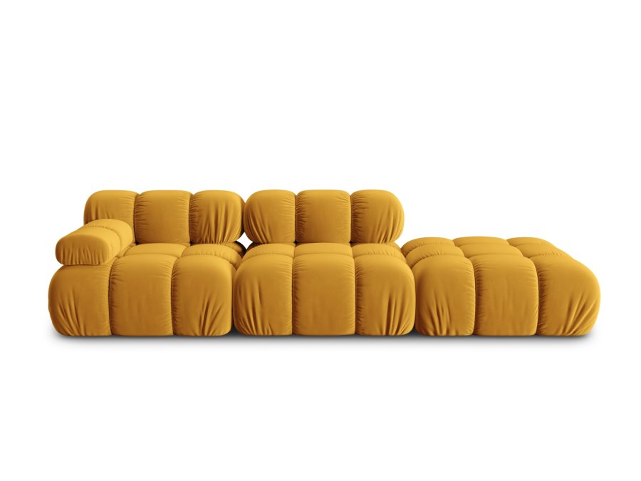MICADONI Bellis Modulares Sofa, rechts, 4 Sitze - gelber Samt und schwarzer Kunststoff