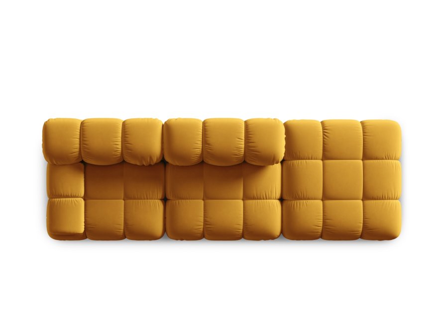 MICADONI Bellis Modulares Sofa, rechts, 4 Sitze - gelber Samt und schwarzer Kunststoff