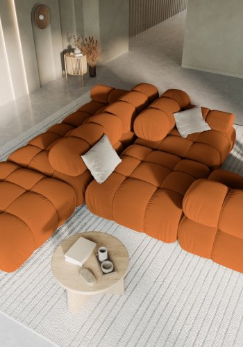 MICADONI Bellis Modul sofa, hyre, 4 seter - oransje flyel og sort plast