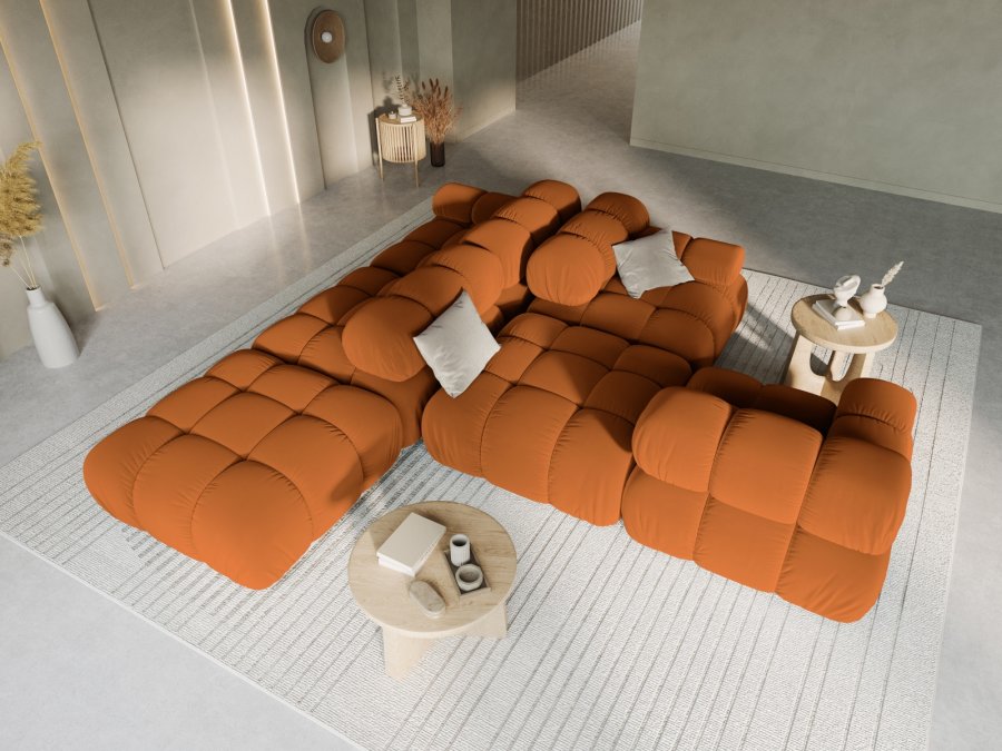 MICADONI Bellis Modul sofa, hyre, 4 seter - oransje flyel og sort plast
