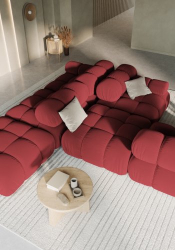 MICADONI Bellis Modul sofa, hyre, 4 seter - rd flyel og sort plast