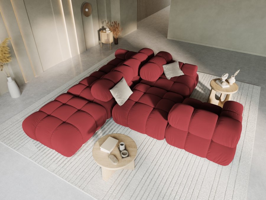 MICADONI Bellis Modul sofa, hyre, 4 seter - rd flyel og sort plast