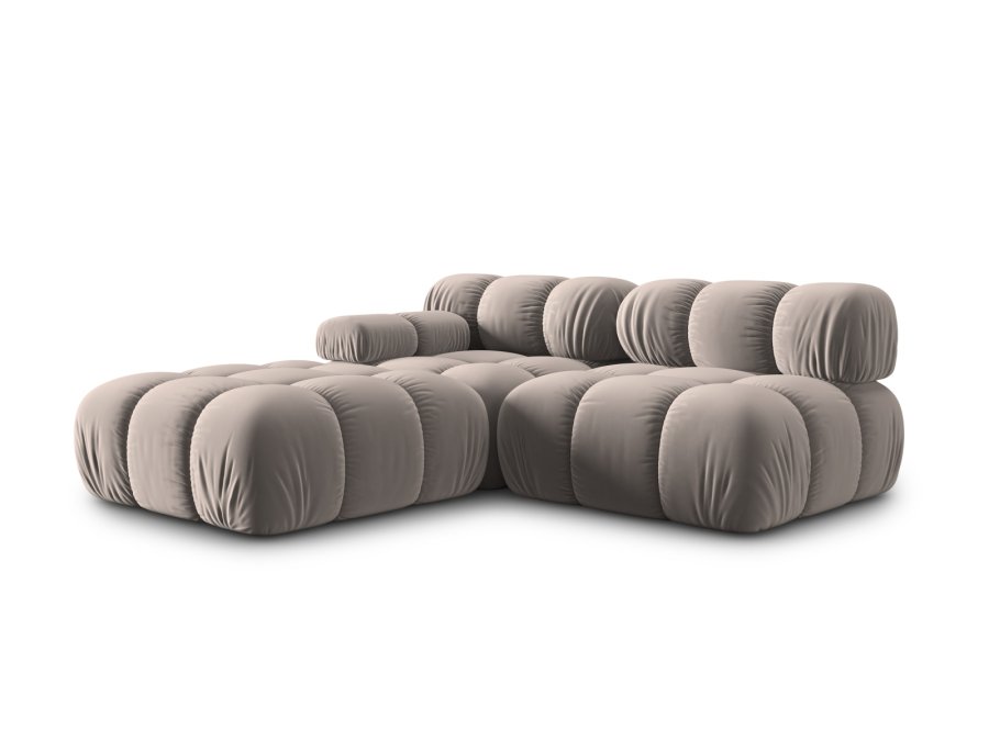 MICADONI Bellis Modul sofa, hjre, 4 sder - beige fljl og sort plastik