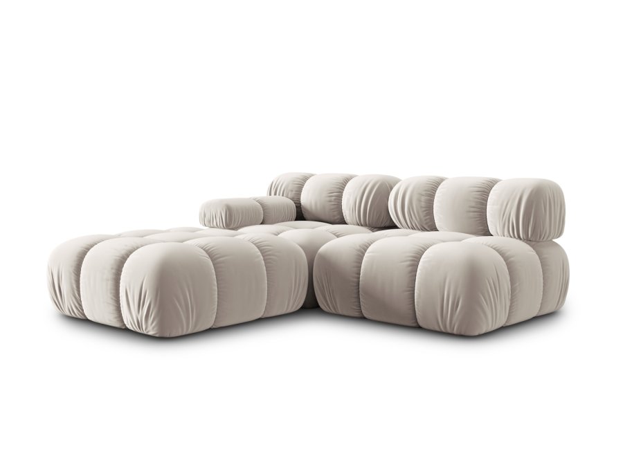 MICADONI Bellis Modul sofa, hyre, 4 seter - beige flyel og sort plast