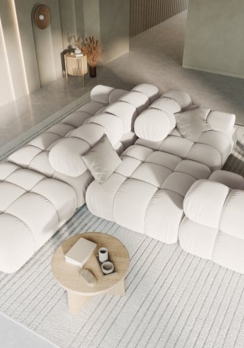 MICADONI Bellis Modul sofa, hyre, 4 seter - beige flyel og sort plast