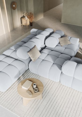 MICADONI Bellis Modul sofa, hyre, 4 seter - bl flyel og sort plast