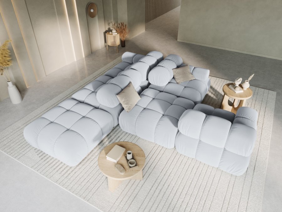 MICADONI Bellis Modul sofa, hyre, 4 seter - bl flyel og sort plast