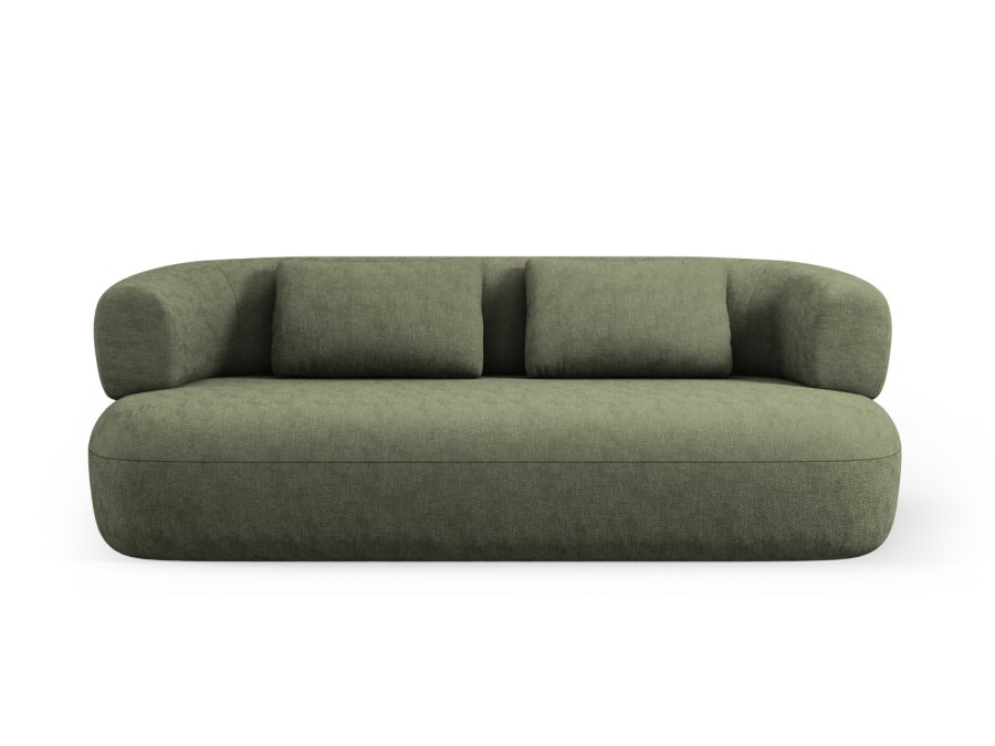 MICADONI Jenny sofa, 3 seter - grnn chenille og sort plast