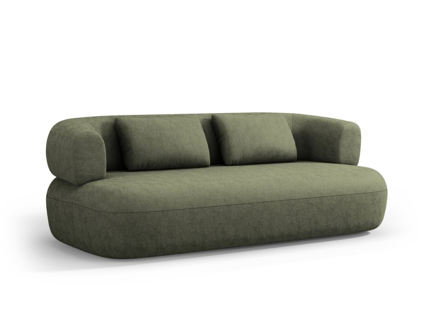 MICADONI Jenny sofa, 3 seter - grnn chenille og sort plast