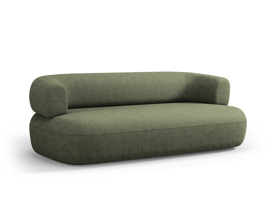 MICADONI Jenny sofa, 3 seter - grnn chenille og sort plast