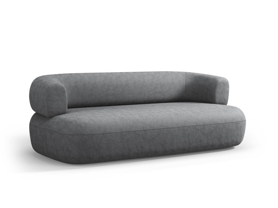 MICADONI Jenny sofa, 3 seter - antrasittgr chenille og sort plast