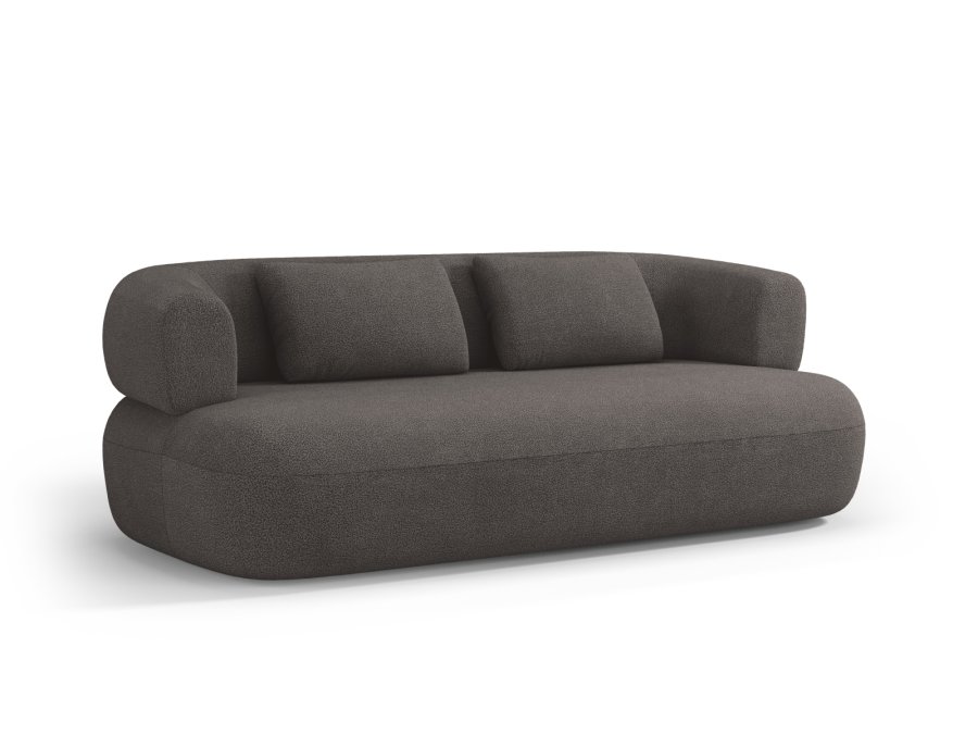MICADONI Jenny sofa, 3 seter - gr boucl og sort plast
