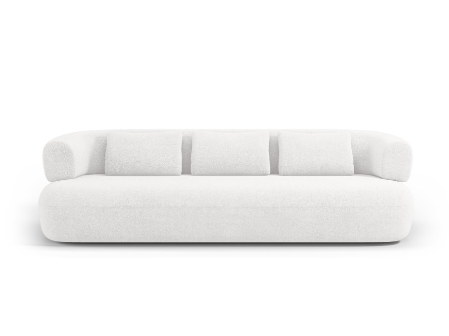 MICADONI Jenny sofa, 4 seter - hvit boucl og sort plast