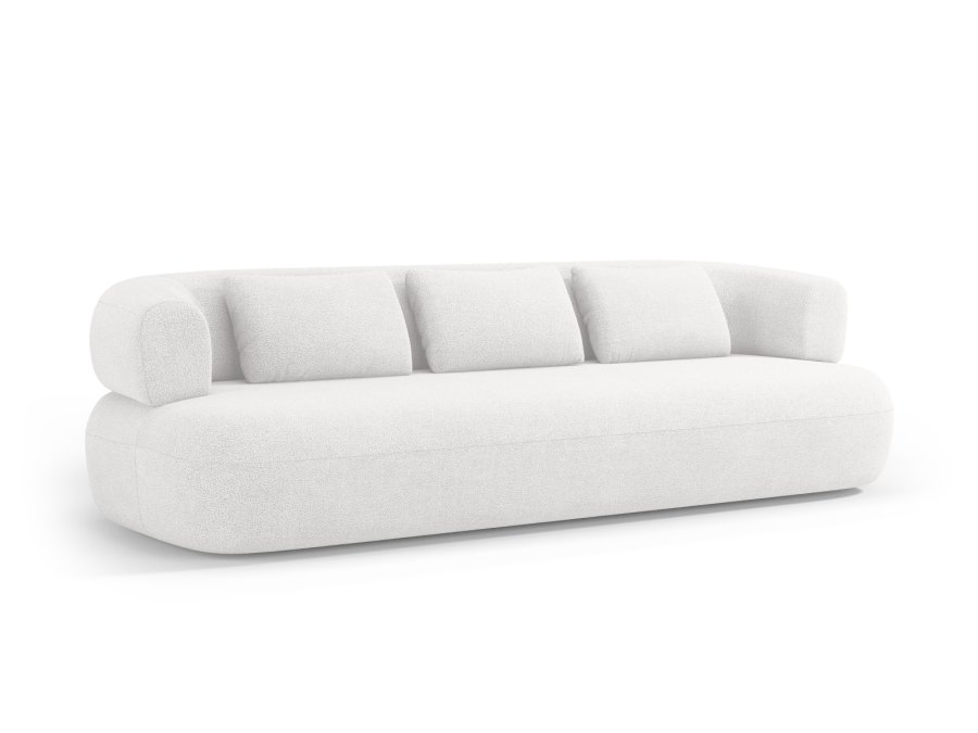 MICADONI Jenny sofa, 4 seter - hvit boucl og sort plast