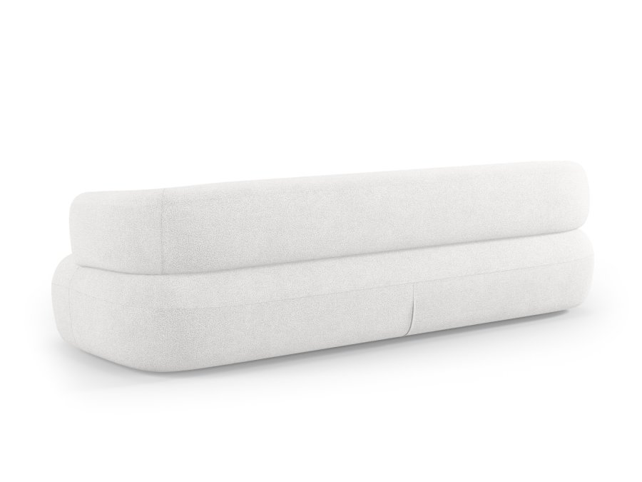 MICADONI Jenny sofa, 4 seter - hvit boucl og sort plast