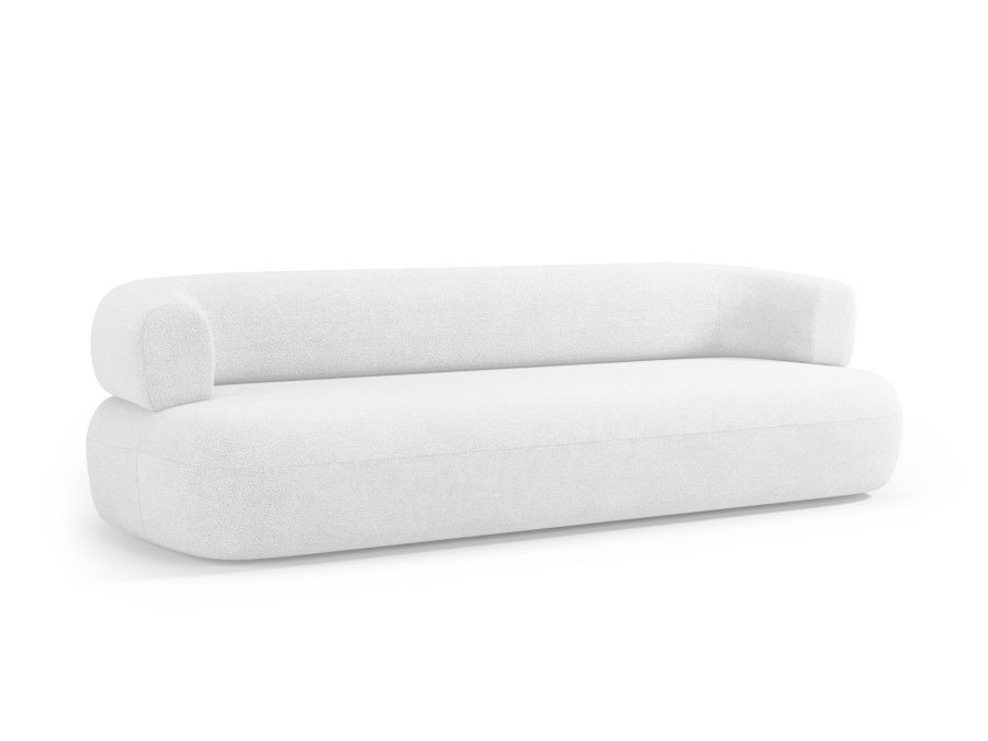 MICADONI Jenny sofa, 4 seter - hvit boucl og sort plast