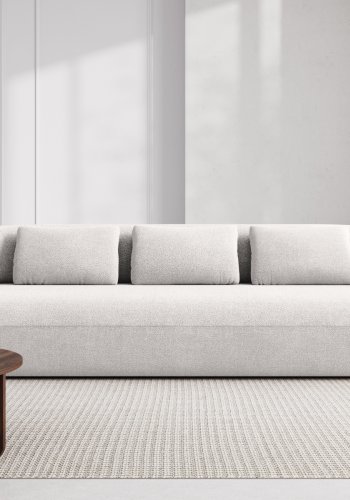 MICADONI Jenny sofa, 4 seter - hvit boucl og sort plast