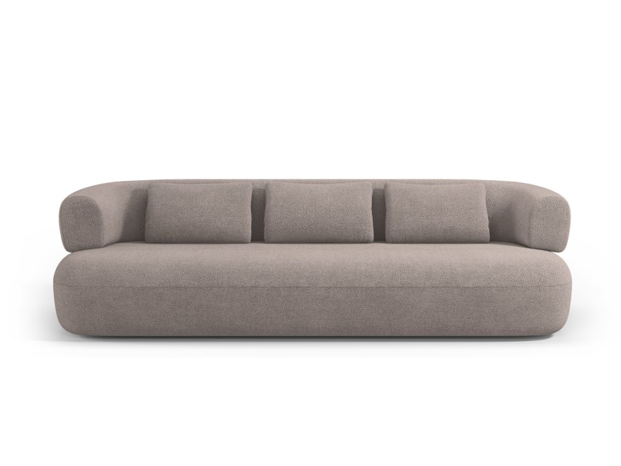 MICADONI Jenny sofa, 4 seter - brun boucl og sort plast