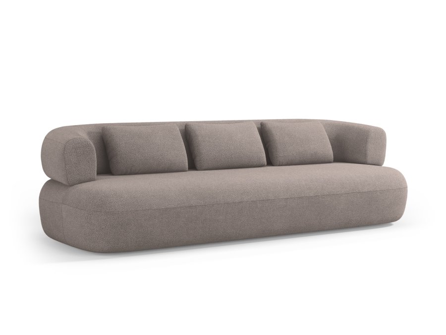 MICADONI Jenny sofa, 4 seter - brun boucl og sort plast