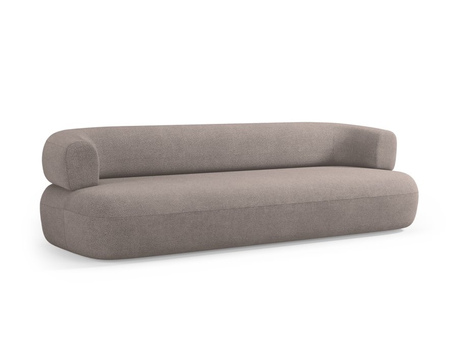 MICADONI Jenny sofa, 4 seter - brun boucl og sort plast
