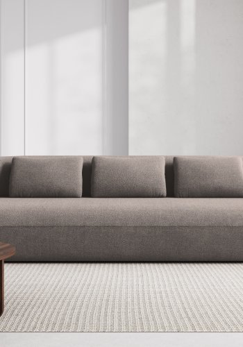 MICADONI Jenny sofa, 4 seter - brun boucl og sort plast