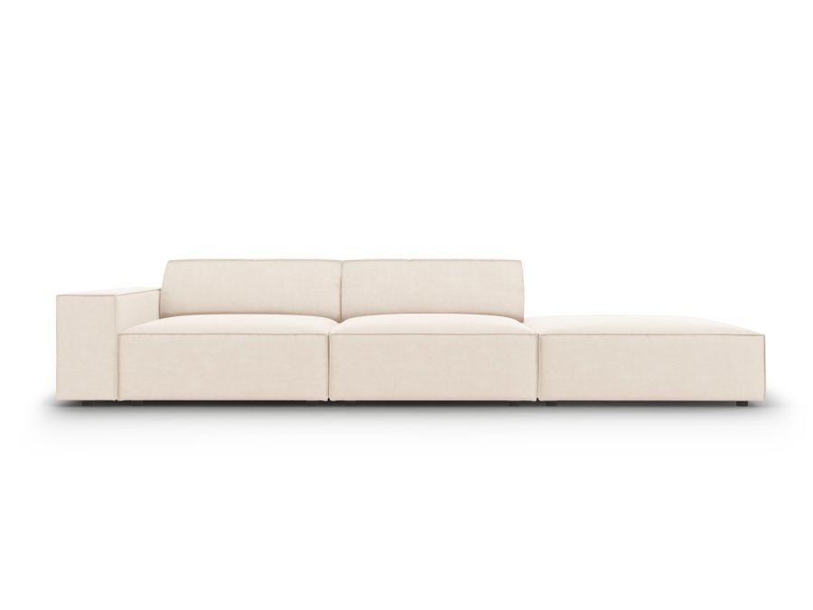 MICADONI Jodie sofa, hyre, 3 seter - beige flyel og sort plast