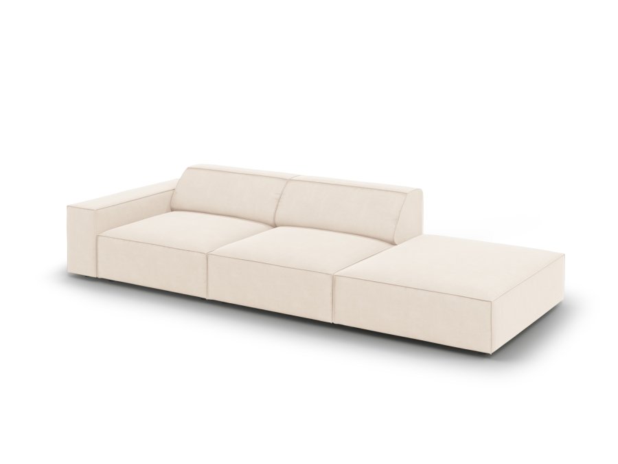 MICADONI Jodie sofa, hyre, 3 seter - beige flyel og sort plast