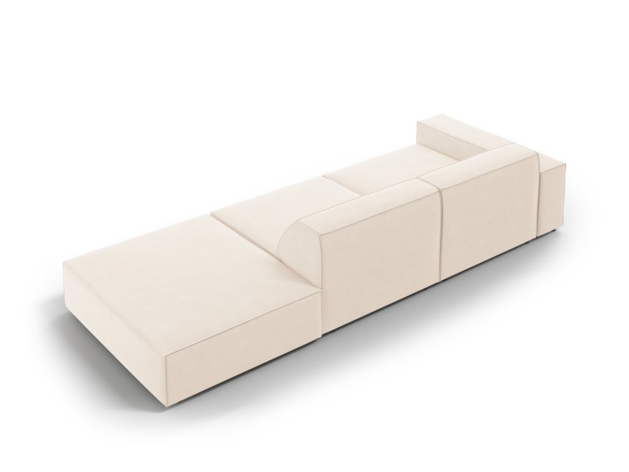 MICADONI Jodie sofa, hyre, 3 seter - beige flyel og sort plast