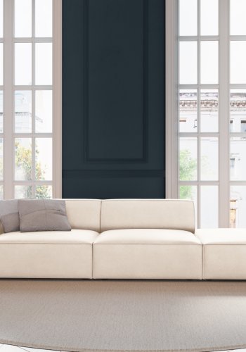 MICADONI Jodie sofa, hyre, 3 seter - beige flyel og sort plast