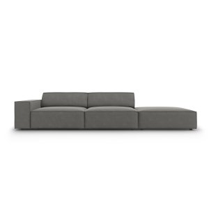 MICADONI Jodie sofa, hjre, 3 sder - gr fljl og sort plast