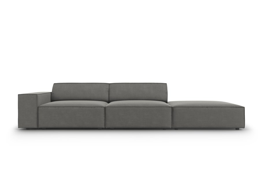 MICADONI Jodie sofa, hyre, 3 seter - gr flyel og sort plast