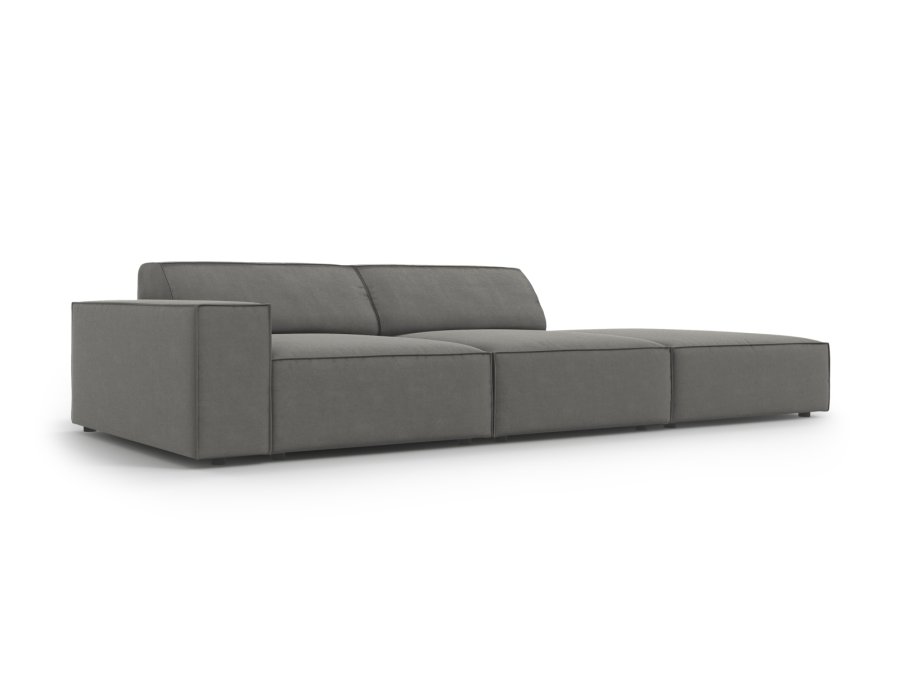 MICADONI Jodie sofa, hyre, 3 seter - gr flyel og sort plast