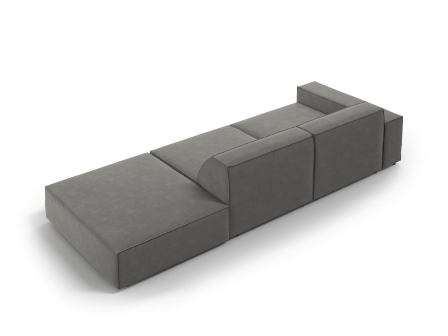 MICADONI Jodie sofa, hyre, 3 seter - gr flyel og sort plast