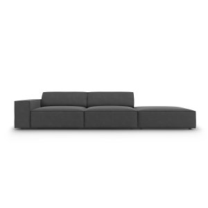 MICADONI Jodie sofa, hjre, 3 sder - gr fljl og sort plast