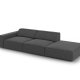 MICADONI Jodie sofa, hyre, 3 seter - gr flyel og sort plast