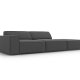 MICADONI Jodie sofa, hyre, 3 seter - gr flyel og sort plast