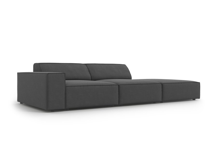 MICADONI Jodie sofa, hyre, 3 seter - gr flyel og sort plast