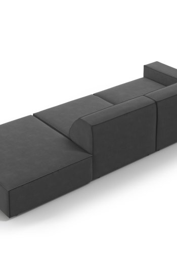 MICADONI Jodie sofa, hyre, 3 seter - gr flyel og sort plast