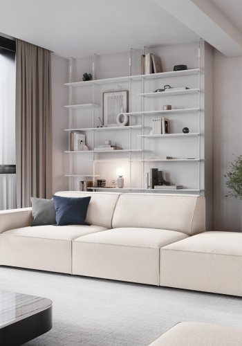 MICADONI Jodie sofa, hyre, 3 seter - beige stoff og sort plast