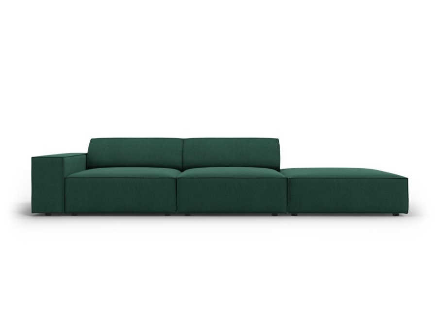 MICADONI Jodie sofa, hyre, 3 seter - grnt stoff og sort plast